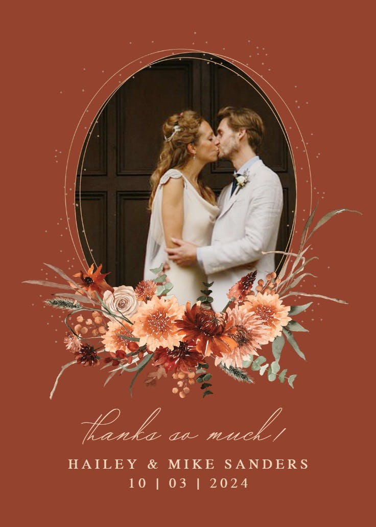 Terracotta flowers - wedding thank you card